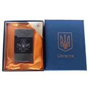 Запальничка газова Україна (Подарунка, турбо полум'я) HL-393-1. VO-298 Колір: срібло