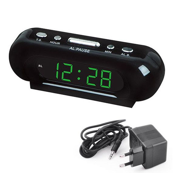 Годинник мережевий настільний годинник з будильником VST 716-4 з JO-587 салатовим підсвічуванням