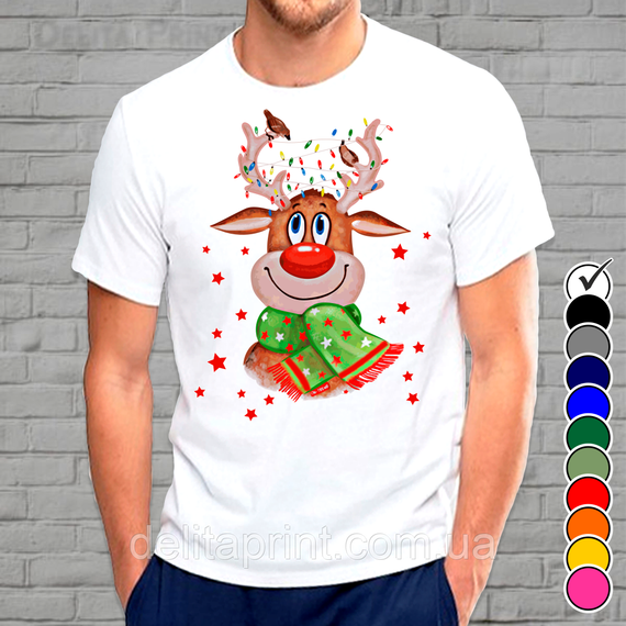 Футболка з новорічним принтом "Новорічні Олені" Family Look 2XL