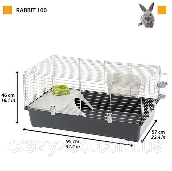 Клітка для кроликів та морських свинок Ferplast Rabbit 100 темно-сіра 95х57х46 см 57052370 | Зображення 1