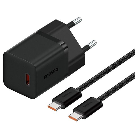 МЗП Baseus GaN5 Fast Charger (mini) 30W (1USB-C) + кабель Type-C to Type-C (P10110902) Cluster Black