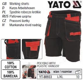 Шорти робочі YATO Польща розмір XL 100%-бавовна YT-80933