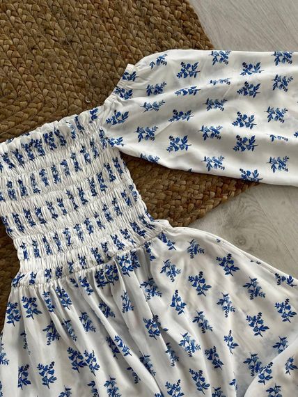 Сукня-резинка в квітковий принт Блакитний, XL | Зображення 6