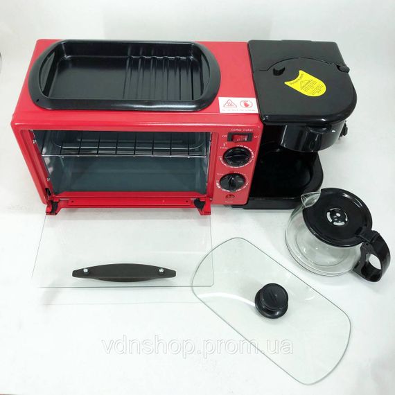 Настільні плити електронні Rainberg, Електрогриль для приготування сніданків, Духовка піч з кавоваркою QK-42 | Зображення 7