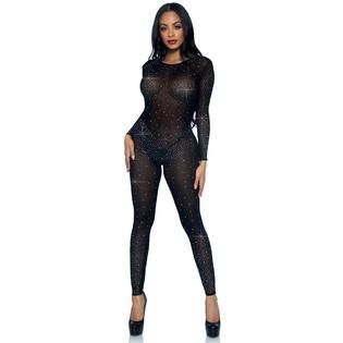 Комбінезон сексуальний Leg Avenue Sheer Rhinestone, S, зі стразами, чорний sexstyle