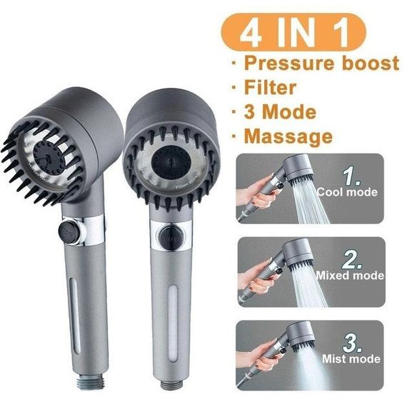 Насадка для душа массажная лейка 4в1 с массажными силиконовыми шипами водосберегающая душевая лейка SC-92 | Зображення 7