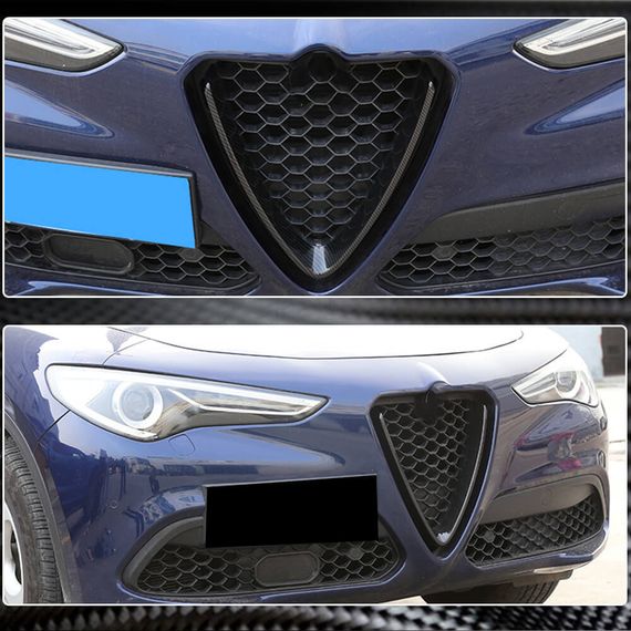 Накладка на решетку радиатора (2017-2023, Сухой карбон) для Alfa Romeo Stelvio 2016- гг | Зображення 3