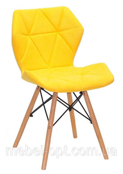 Стілець Greg шеніл жовтий SH-5 на дерев'яних букових ніжках, дизайн Charles Eames | Зображення 1