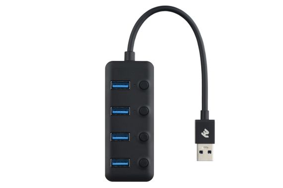 Адаптер 2Е USB-A to 4*USB3.0, Hub with switch, 0.25 м (2E-W1405) | Зображення 1