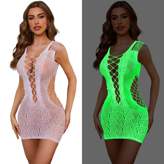 Пеньюар-Сітка (світяться в темряві) Babydoll 48 Білий YGW092