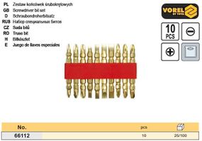 Набір біти насадки двосторонні GOLD 10 штук VOREL-66112