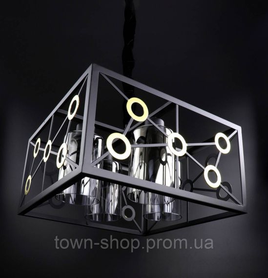 Люстра потолочная подвесная в стиле LOFT (лофт) 12600/4-gr Черный 30-90х40х40 см. | Зображення 4