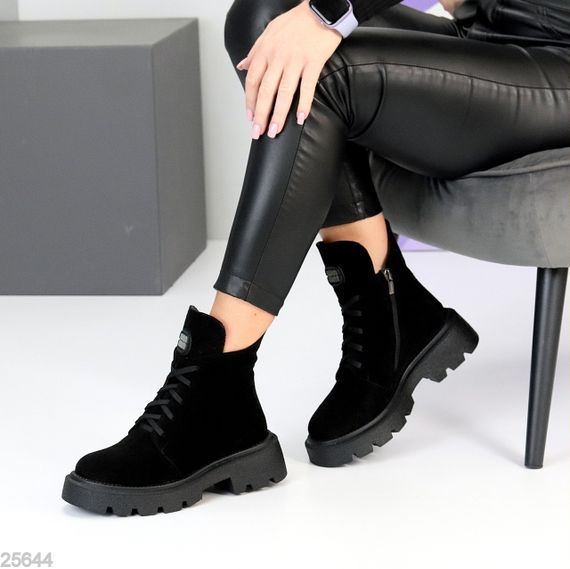 Круті чорні замшеві зимові черевики натуральна замша | Зображення 4