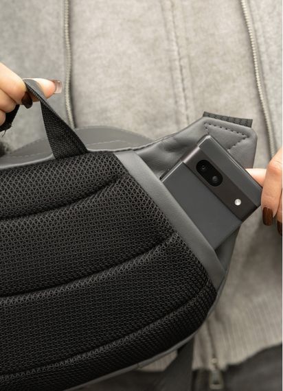 Большая женская поясная сумка бананка Sambag DynamicDart графитовая 38×21×7 см (80411009) | Зображення 4