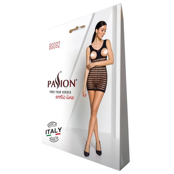 Бодістокінг-сукня з відкритими грудями Passion BS092 black | Зображення 5