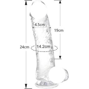Гибкий фаллос на присоске - 24x19x4.5 см - Прозрачный