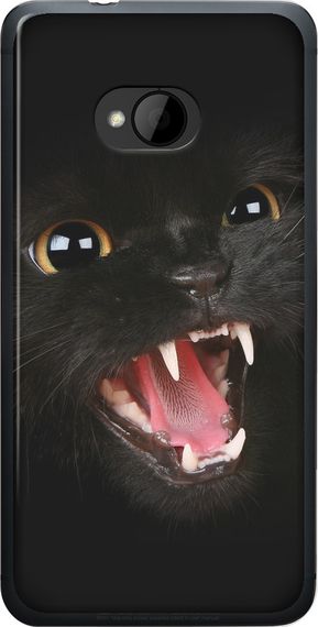 Чехол на HTC One M7 Чёрная кошка "932u-36-17620"