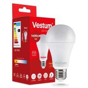 Світлодіодна лампа Vestum A70 18W 3000K 220V E27 1-VS-1112