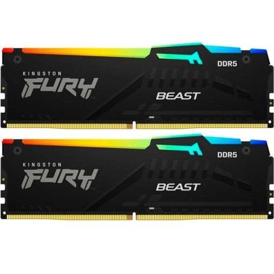 Модуль памяти для компьютера DDR5 16GB (2x8GB) 6000 MHz FURY Beast RGB Kingston Fury (ex.HyperX) (KF560C36BBEAK2-16)