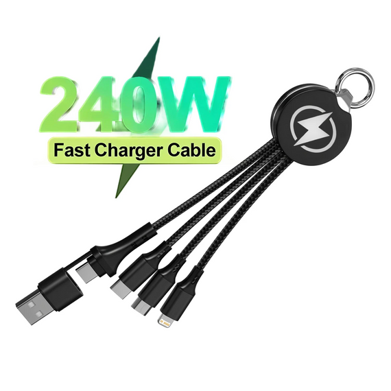 Кабель-брелок 3 в 1 USB для швидкого заряджання 5 A Type-C Lightning Micro USB | Зображення 1
