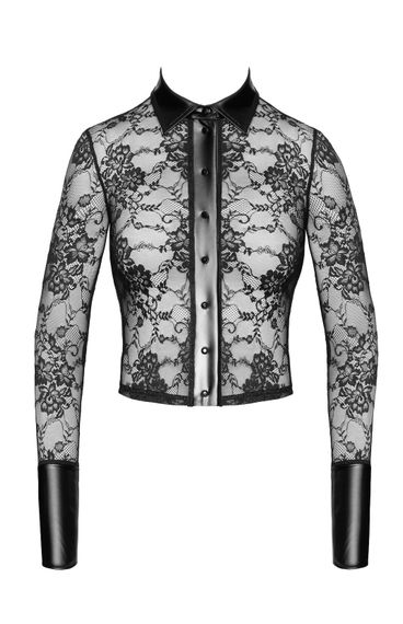 Блуза Noir Handmade F377 Noirelle Lace Button-up Shirt XS, Чорний | Зображення 4