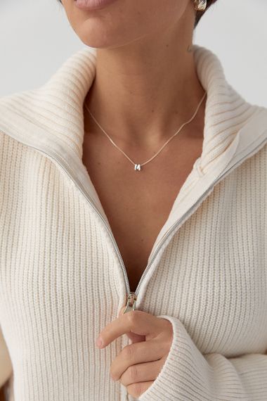 В'язаний кардиган на блискавці з високим коміром - молочний цвет, ONE SIZE (є розміри) | Зображення 3