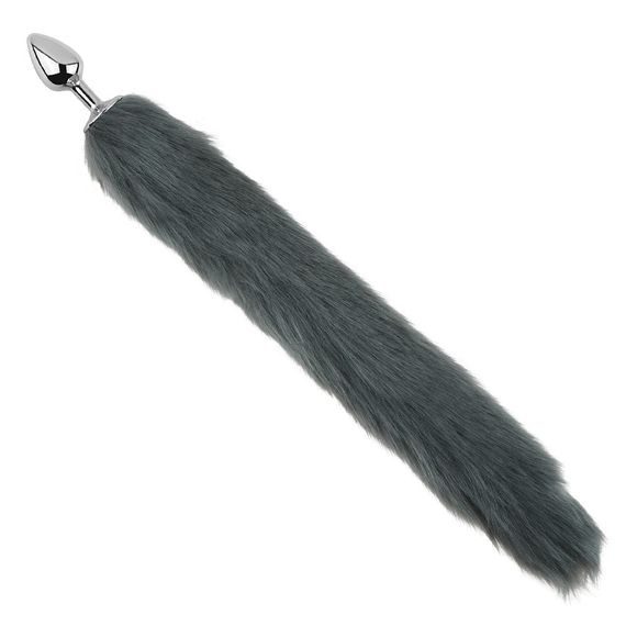 Анальна пробка з хвостом EGZO - Fox Tail Silver Plug Light Gray, size S Sex Aura | Зображення 1