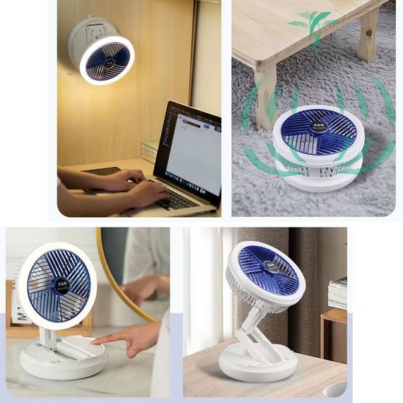 Настільний складний вентилятор Folding Fan 2in1 with Night Light White | Зображення 5