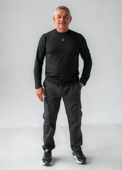 Костюм зі штанів карго та лонгсліва (чорний)