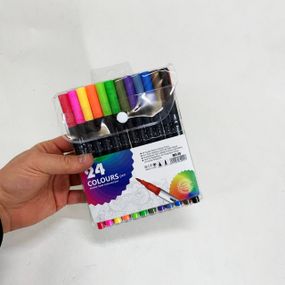 Професійний набір 24 ​​шт двосторонніх маркерів лінер+пензель з м'якою головкою на водній основі IQ-77