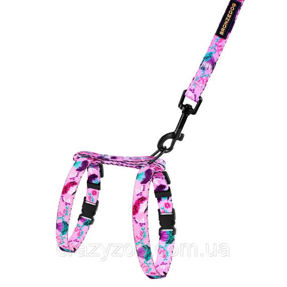 Комплект для собак і котів BronzeDog Urban 2XS рожевий квіти А: 15-23 см В: 15-25 см 57/1407Б/T | Зображення 2