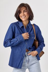 Джинсова сорочка жіноча з напівкруглим низом - синій цвет, ONE SIZE (є розміри)