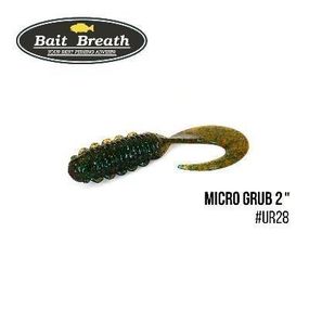 Силіконова приманка, Їстівний силікон Bait Breath Micro Grub 2" (12шт.) (Ur28 Motoroil/green)