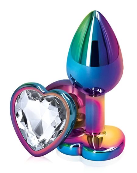 Анальна пробка з кристалом EGZO - Multicolor Heart Plug Clear size M Sex Aura | Зображення 1
