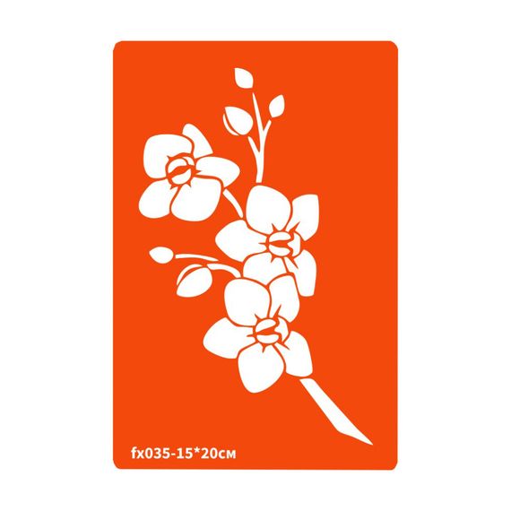 Трафарет для био-тату Орхидея fx035-15*20см, размер 15х20см