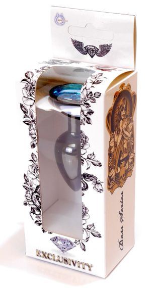 Анальний затор Boss Series - Jewellery Dark Silver PLUG Light Blue S, BS6400031 sexstyle | Зображення 6