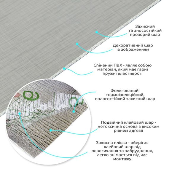 Самоклеюча вініловая плитка в рулоні 600х3000х2мм Світло-сіре полотно Мат SW-00002033 | Зображення 1