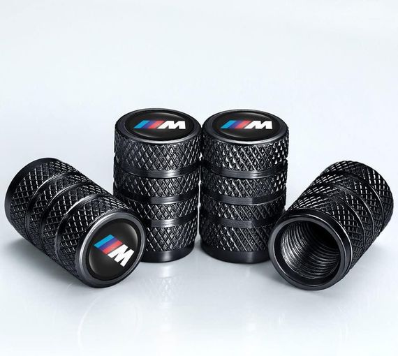 Набір ковпачків на ніпель з логотипом для BMW 4 шт, ковпачки на клапани шин металеві пилозахисні чорні, для БМВ