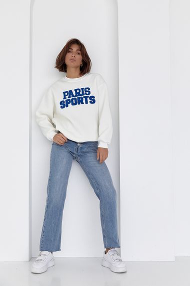 Теплый свитшот на флисе с надписью Paris Sports - молочный цвет, L (есть размеры) | Зображення 2