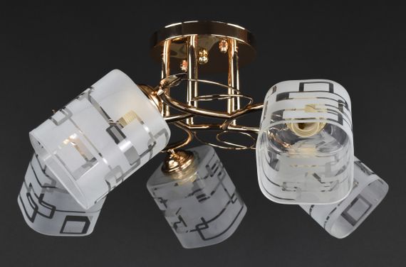 Люстра стельова на 5 лампочок 27289 Золото 25х52х52 см. | Зображення 2