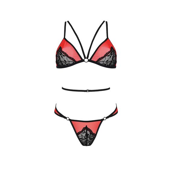 Комплект білизни Passion PEONIA SET XXL/XXXL red, бра, трусики | Зображення 2