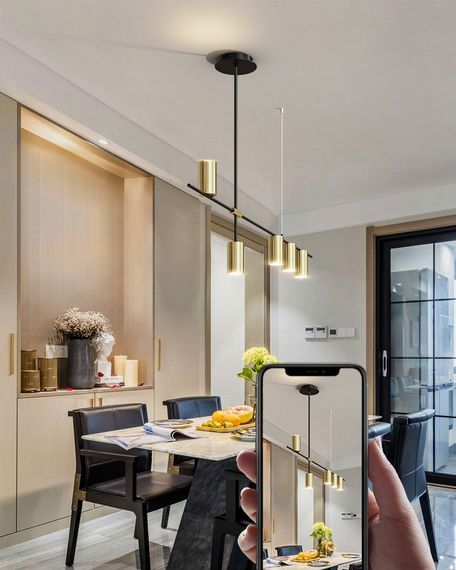 Люстра стельова на 5 лампочок 26285 Чорний 35-74х20х123 см. | Зображення 1