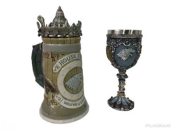 Подарочный Набор Кружка Game Of Thrones House Stark Игра Престолов Дом Старков и Бокал... | Зображення 2