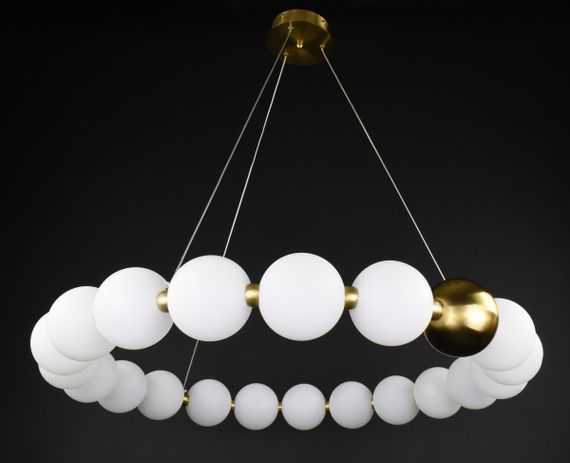 Люстра світлодіодна підвісна LED світильник для квартири на стелю лед 27215 Латунь 25-140х62х62 см. | Зображення 3