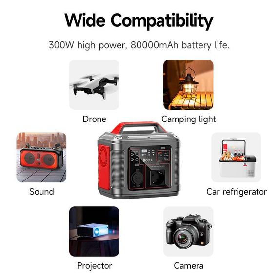 Портативная электростанция HOCO Energy storage DB28 80000mAh 300W 3USB Портативная зарядка Електрогенератор | Зображення 7
