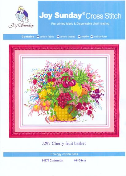 Набір для вишивання за нанесеною на канву схемою "Cherry fruit basket".AIDA 14CT printed, 46*38 см | Зображення 1