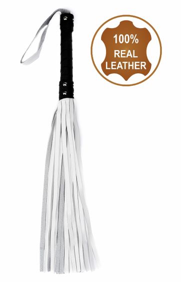 Флоггер из натуральной кожи Flirty Leather - Black & White, BG-00033 Sex Aura