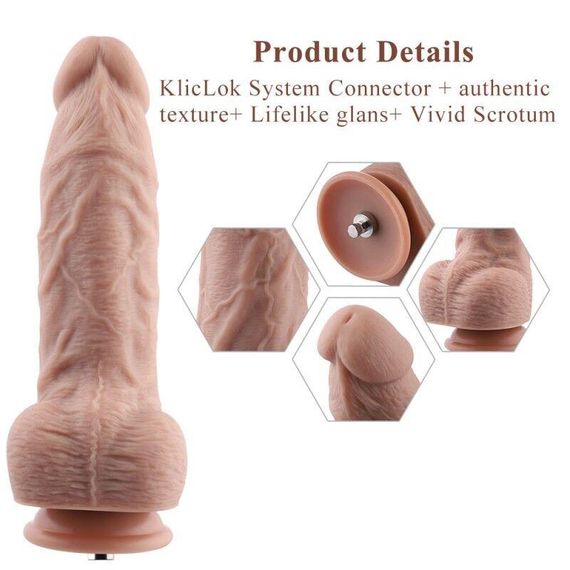 Гибкий фаллоимитатор для секс-машин Hismith 9.25″ Silicone Dildo, система KlicLok | Зображення 1