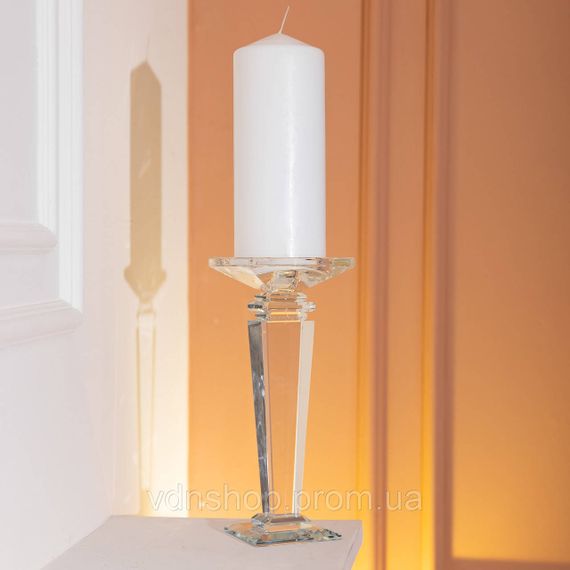 Подсвечник стеклянный на высокой ножке 9.5×9.5×24 см декоративный прозрачный HP-4-54L | Зображення 4