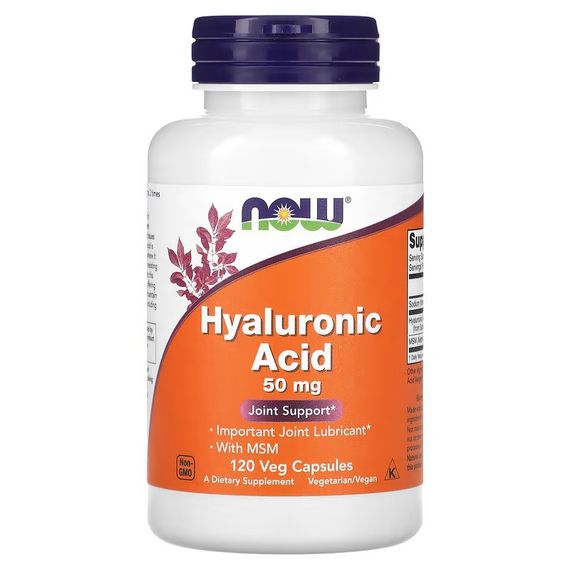 Гиалуроновая кислота NOW HYALURONIC ACID 50MG + MSM  120 vcaps